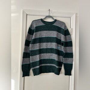 Billabong Grey and Green Striped Long Sleeve Sweater
Size Large